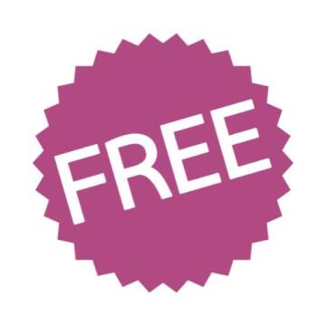 Różowa naklejka z napisem 'BEZPŁATNE'